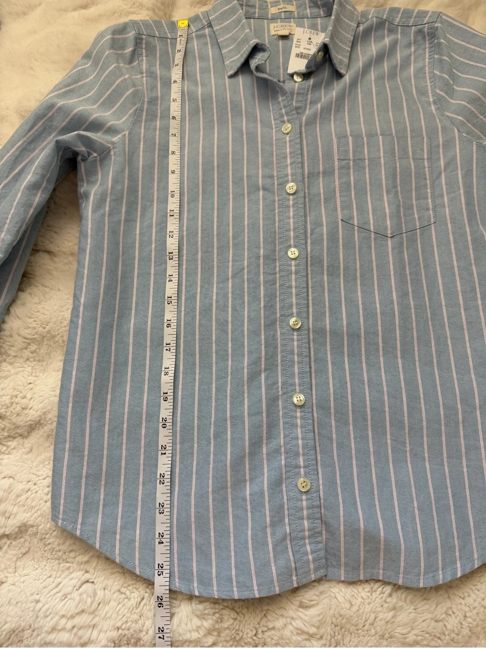 J. Crew Boy Fit Cotton Sky Blue and Pink Stripe Women’s Button-Down Shirt - S